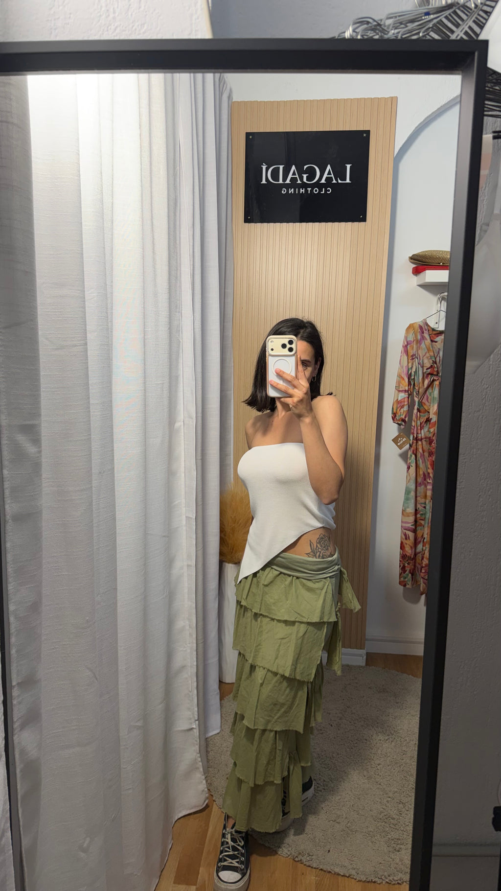 Falda volante verde